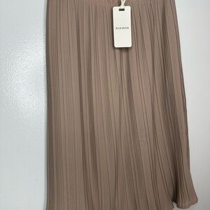 Pleione Brown Midi A-line Pleated Skirt